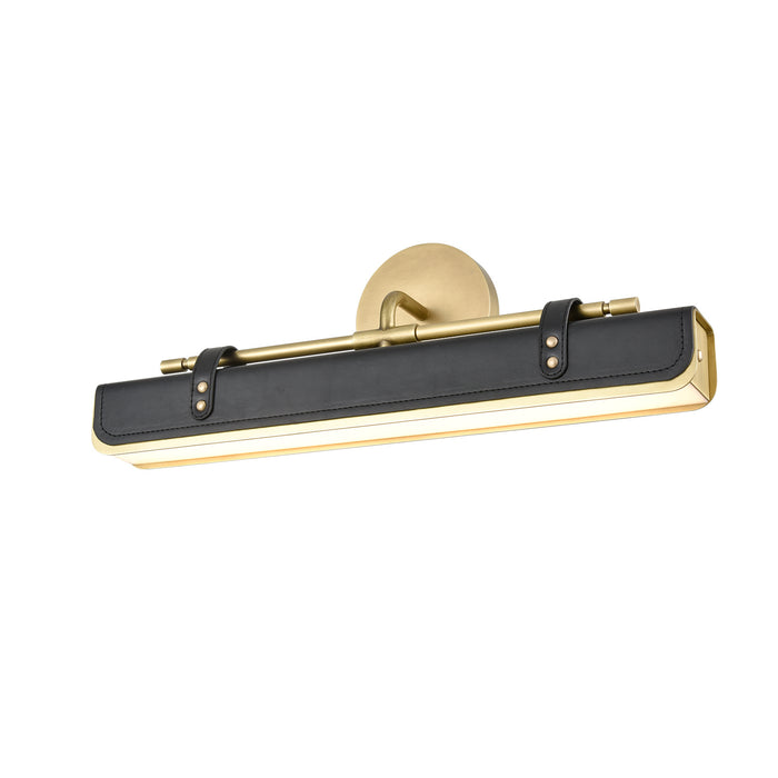 Alora - WV307919VBTL - LED Wall Sconce - Valise - Vintage Brass| Tuxedo Leather