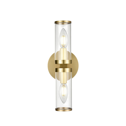 Alora - WV309002NBCG - Two Light Wall Sconce - Revolve - Natural Brass| Clear Glass
