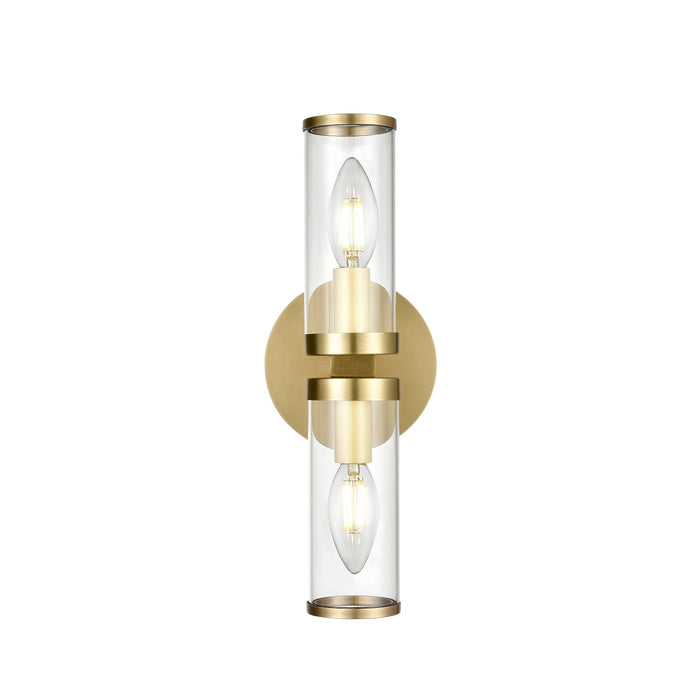 Alora - WV309002NBCG - Two Light Wall Sconce - Revolve - Natural Brass| Clear Glass