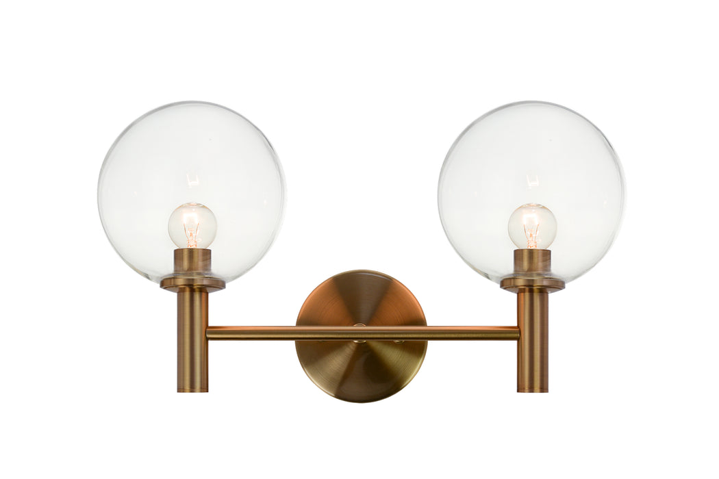 Matteo Lighting - S06002AGCL - Two Light Wall Sconce - Cosmo - Aged Gold Brass