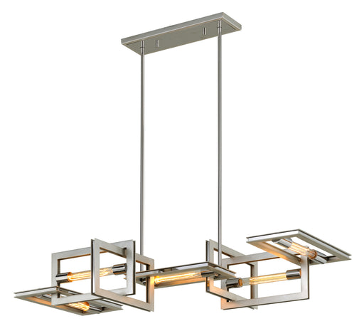 Troy Lighting - F7105 - Five Light Linear Pendant - Enigma - Silver Leaf W Stainless Acc