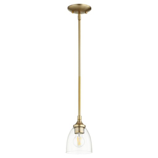 Quorum - 3059-280 - One Light Pendant - Enclave - Aged Brass w/ Clear/Seeded