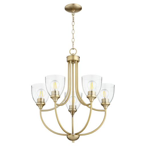 Quorum - 6059-5-280 - Five Light Chandelier - Enclave - Aged Brass w/ Clear/Seeded