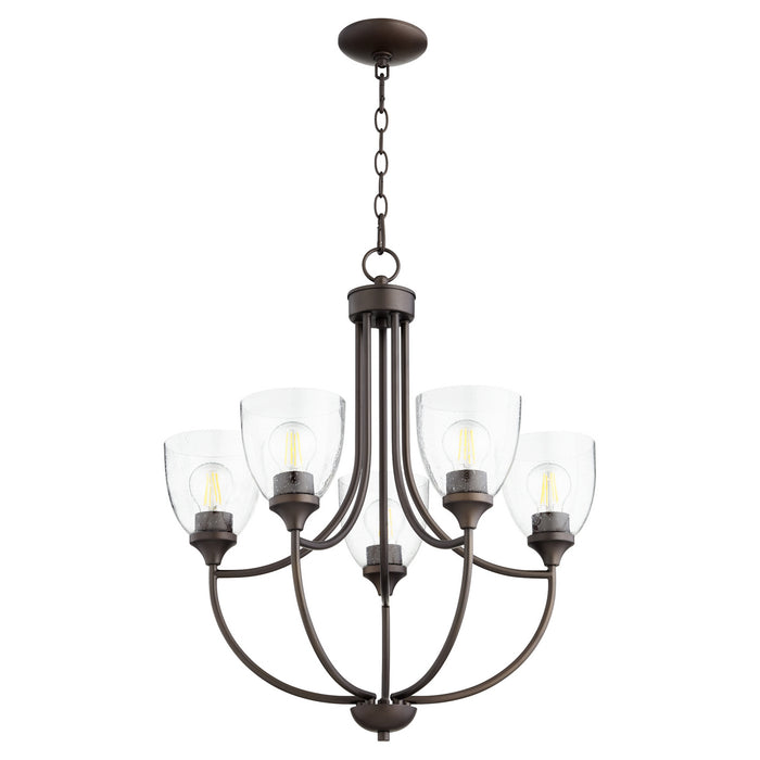 Quorum - 6059-5-286 - Five Light Chandelier - Enclave - Oiled Bronze w/ Clear/Seeded