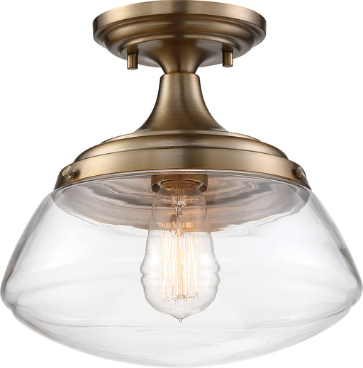 Nuvo Lighting - 60-6797 - One Light Semi Flush Mount - Kew - Burnished Brass / Clear