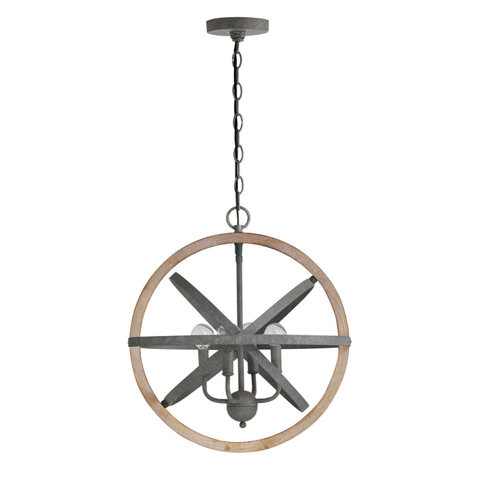 Capital Lighting - 330544IW - Four Light Pendant - Independent - Iron and Wood