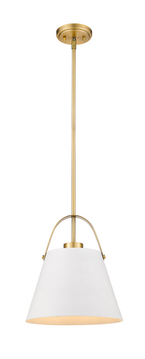 Z-Lite - 726P-MW+HBR - One Light Pendant - Z-Studio - Matte White / Heritage Brass