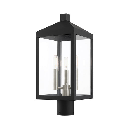 Livex Lighting - 20592-04 - Three Light Outdoor Post Top Lantern - Nyack - Black w/ Brushed Nickel Cluster