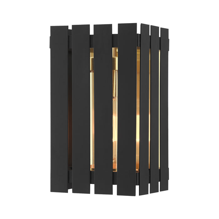 Livex Lighting - 20751-04 - One Light Outdoor Wall Lantern - Greenwich - Black w/ Satin Brass Accents