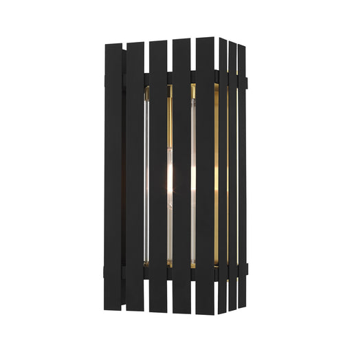 Livex Lighting - 20753-04 - One Light Outdoor Wall Lantern - Greenwich - Black w/ Satin Brass Accents