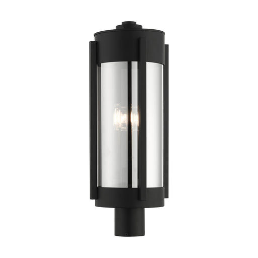 Livex Lighting - 22387-04 - Three Light Outdoor Post Top Lantern - Sheridan - Black w/ Brushed Nickel Candles