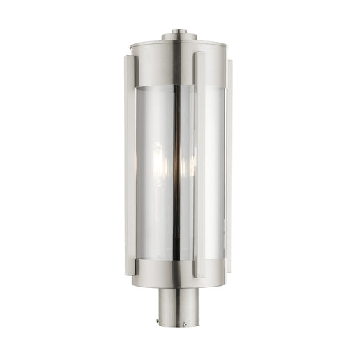 Livex Lighting - 22387-91 - Three Light Outdoor Post Top Lantern - Sheridan - Brushed Nickel