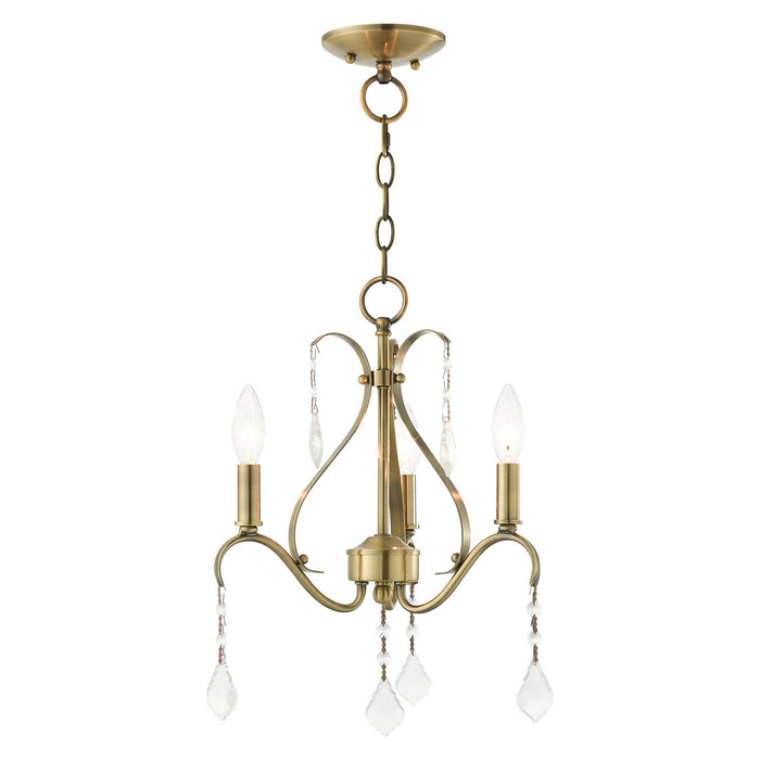 Livex Lighting - 40843-01 - Three Light Chandelier - Caterina - Antique Brass w/ Clear Crystals