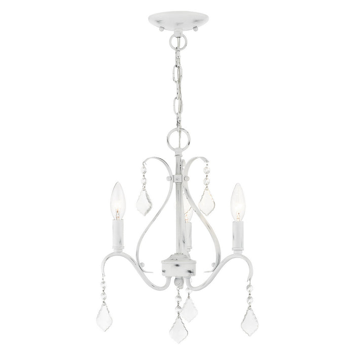 Livex Lighting - 40843-60 - Three Light Chandelier - Caterina - Antique White w/ Clear Crystals