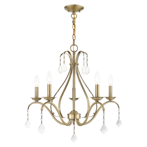 Livex Lighting - 40845-01 - Five Light Chandelier - Caterina - Antique Brass w/ Clear Crystals