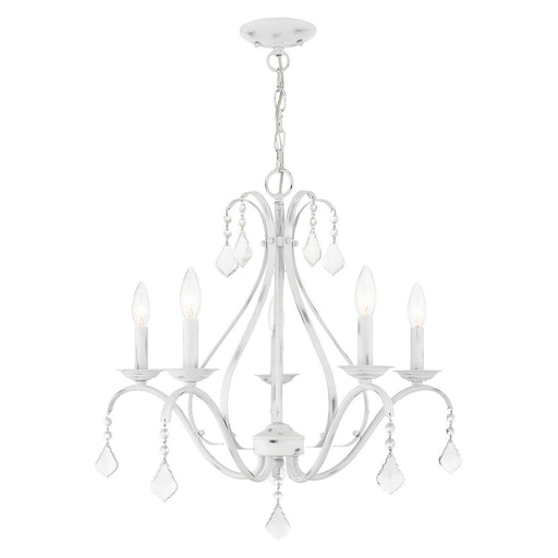 Livex Lighting - 40845-60 - Five Light Chandelier - Caterina - Antique White w/ Clear Crystals