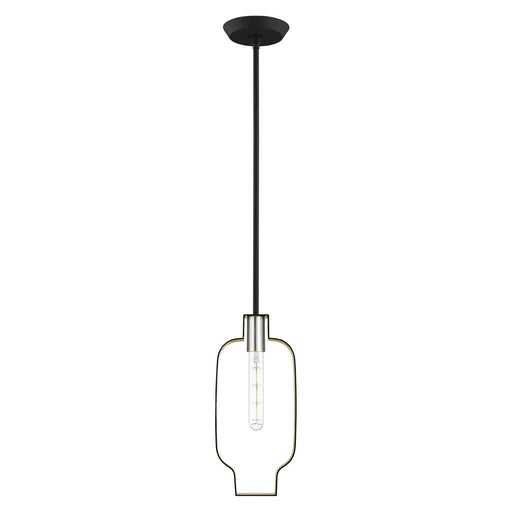 Livex Lighting - 45512-04 - One Light Pendant - Meadowbrook - Black w/ Brushed Nickel Accents