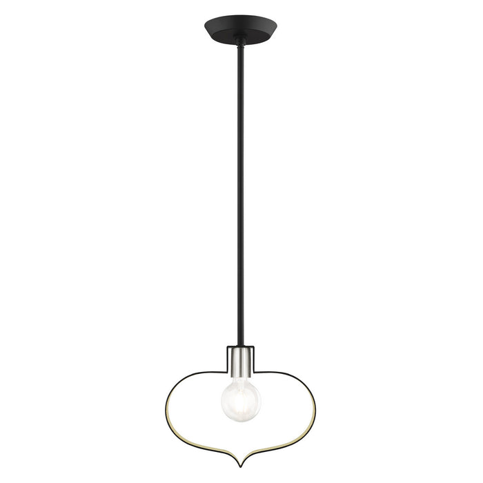 Livex Lighting - 45513-04 - One Light Pendant - Meadowbrook - Black w/ Brushed Nickel Accents
