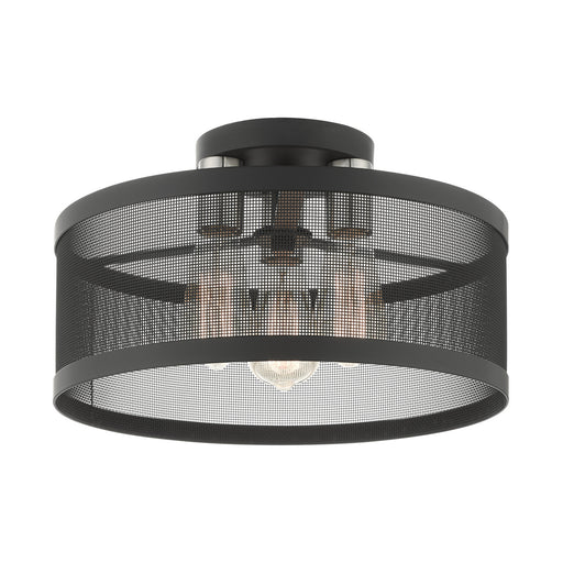 Livex Lighting - 46218-04 - Three Light Semi Flush Mount - Industro - Black w/ Brushed Nickel Accents