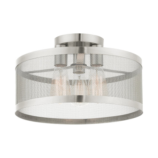 Livex Lighting - 46218-91 - Three Light Semi Flush Mount - Industro - Brushed Nickel