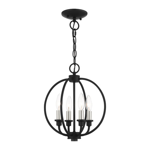 Livex Lighting - 4664-04 - Four Light Convertible Semi Flush/Chandelier - Milania - Black w/ Brushed Nickel Accents