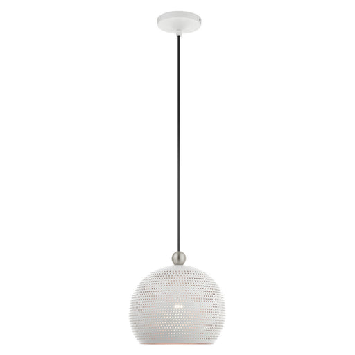 Livex Lighting - 49100-03 - One Light Pendant - Dublin - White w/ Brushed Nickel Accents