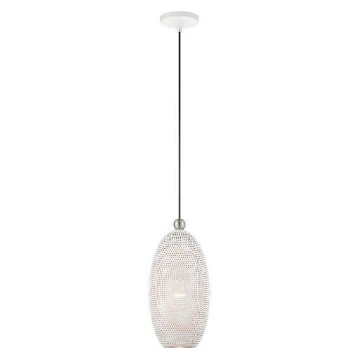 Livex Lighting - 49101-03 - One Light Pendant - Dublin - White w/ Brushed Nickel Accents