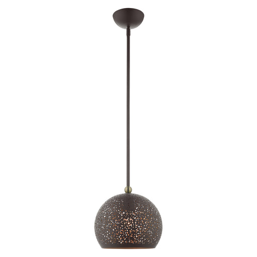 Livex Lighting - 49181-07 - One Light Pendant - Charlton - Bronze finish with antique brass accents and gold inside