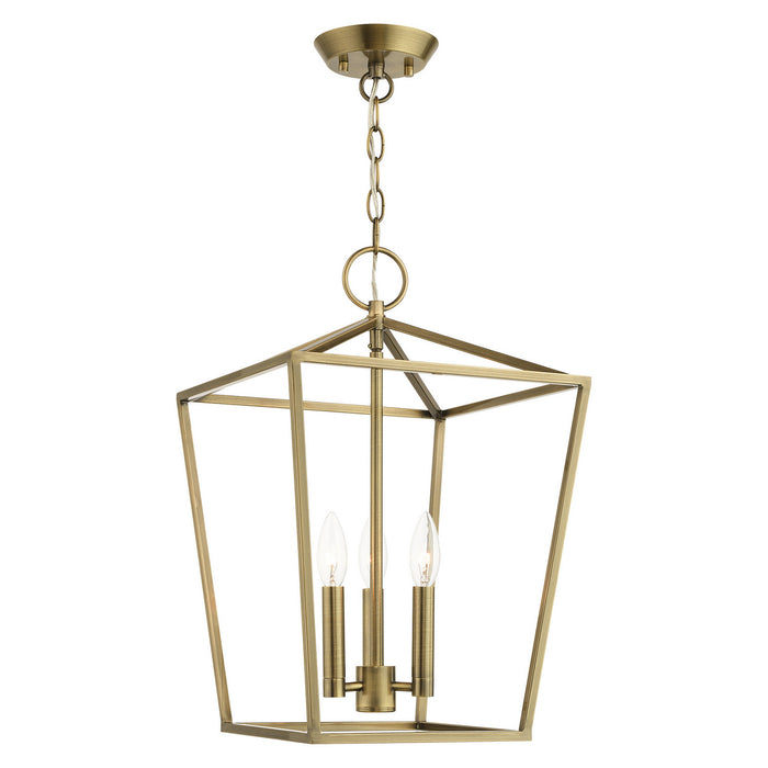 Livex Lighting - 49433-01 - Three Light Convertible Semi Flush/Lantern - Devonshire - Antique Brass