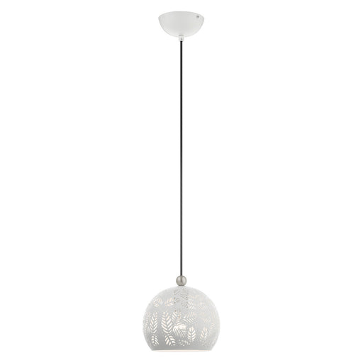 Livex Lighting - 49541-03 - One Light Pendant - Chantily - White w/ Brushed Nickel Accents