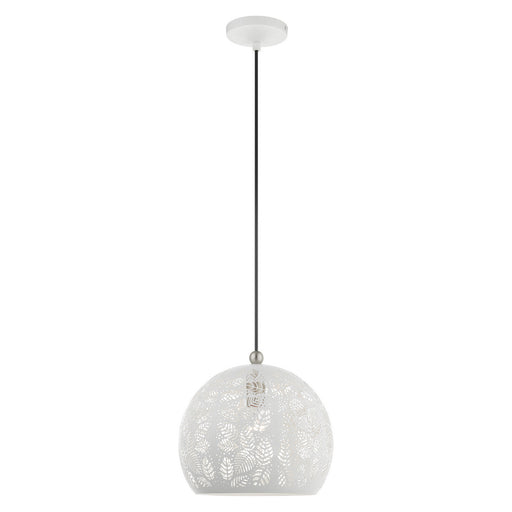 Livex Lighting - 49542-03 - One Light Pendant - Chantily - White w/ Brushed Nickel Accents