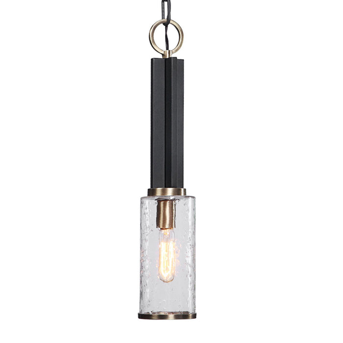 Uttermost - 22191 - One Light Mini Pendant - Jarsdel - Black & Antique Brass
