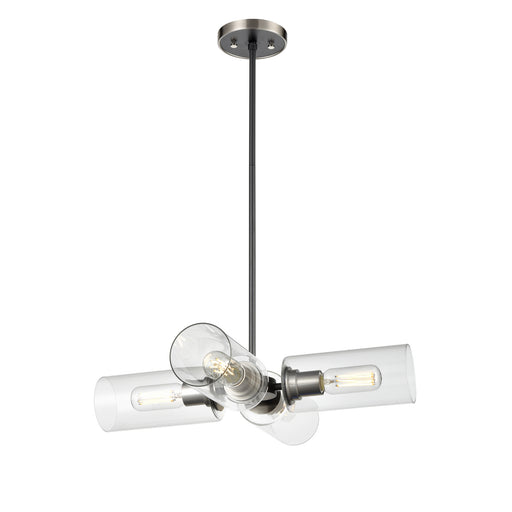 DVI Lighting - DVP24705SN+GR-CL - Four Light Pendant - Barker - Satin Nickel and Graphite with Clear Glass