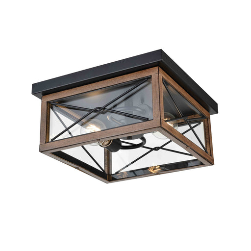 DVI Lighting - DVP43370BK+IW-CL - Two Light Outdoor Flush Mount - County Fair Outdoor - Black and Ironwood on Metal