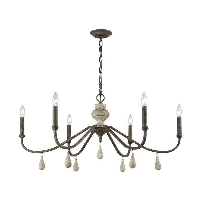 Elk Home - D3871 - Six Light Chandelier - French Connection - Malted Rust, Gray Wood, Gray Wood