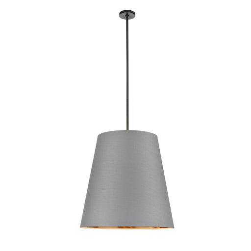 Alora - PD311025UBGG - Three Light Pendant - Calor - Urban Bronze With Gray Linen And Gold Parchment Shade