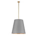 Alora - PD311025VBGG - Three Light Pendant - Calor - Vintage Brass With Gray Linen And Gold Parchment Shade