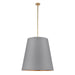 Alora - PD311030VBGG - Three Light Pendant - Calor - Vintage Brass With Gray Linen And Gold Parchment Shade