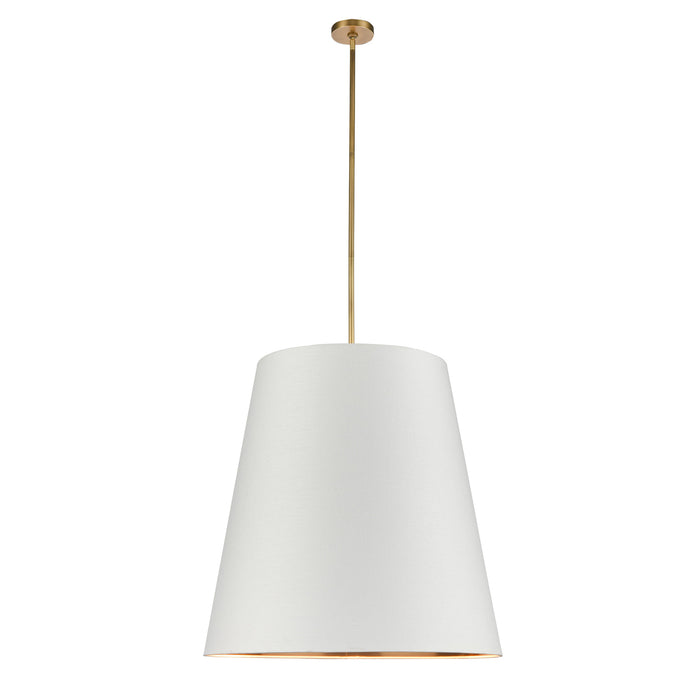 Alora - PD311030VBWG - Three Light Pendant - Calor - Vintage Brass With White Linen And Gold Parchment Shade