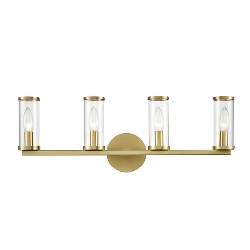 Alora - WV309044NBCG - Four Light Vanity - Revolve - Natural Brass/Clear Glass