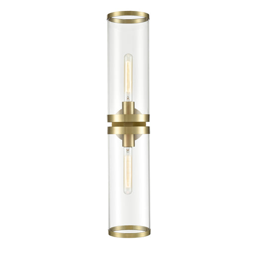 Alora - WV311602NBCG - Two Light Vanity - Revolve II - Natural Brass/Clear Glass