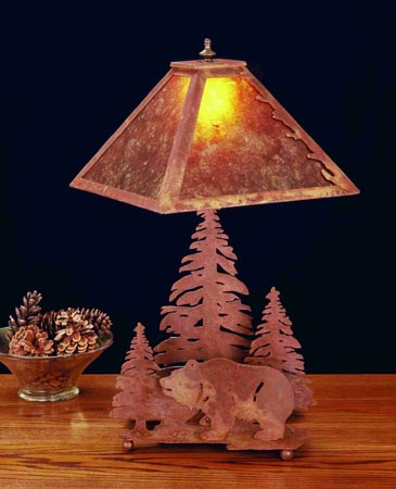 Meyda Tiffany - 32555 - Table Lamp - Grizzly Bear Through The Trees - Verdigris