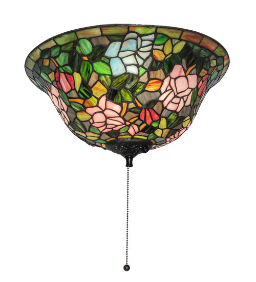 Meyda Tiffany - 23821 - Three Light Fan Light Fixture - Tiffany Rosebush - Mahogany Bronze