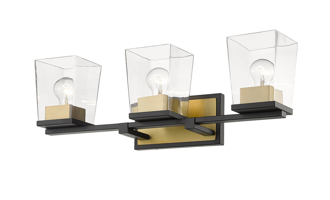 Z-Lite - 475-3V-MB-OBR - Three Light Vanity - Bleeker Street - Matte Black / Olde Brass