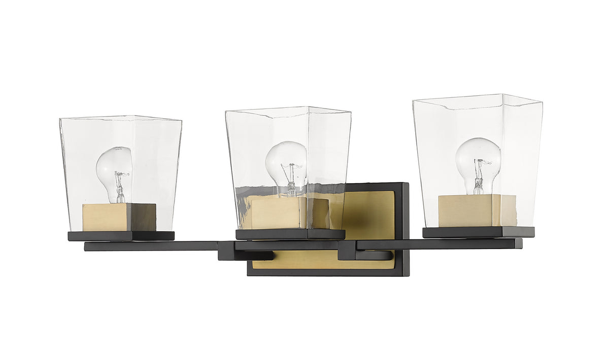 Z-Lite - 475-3V-MB-OBR - Three Light Vanity - Bleeker Street - Matte Black / Olde Brass