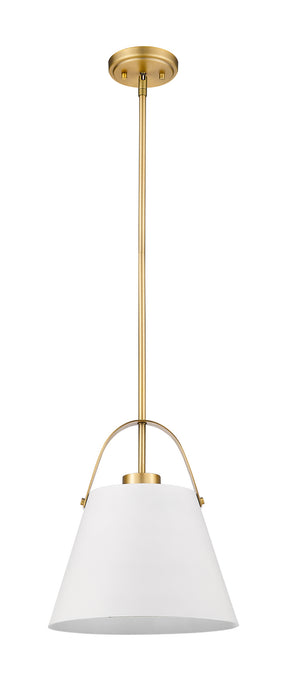 Z-Lite - 726P-MW+HBR - One Light Pendant - Z-Studio - Matte White / Heritage Brass