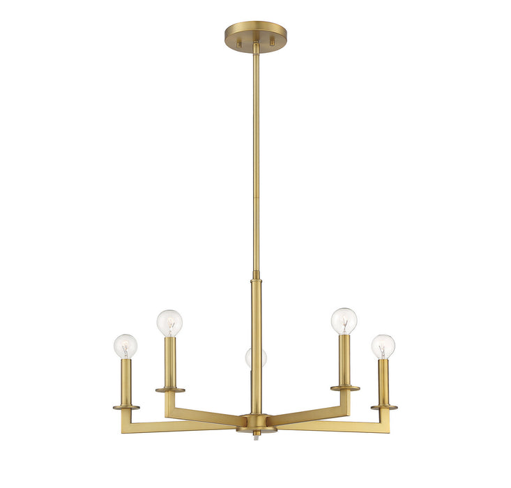 Meridian - M10069NB - Five Light Chandelier - Mchan - Natural Brass