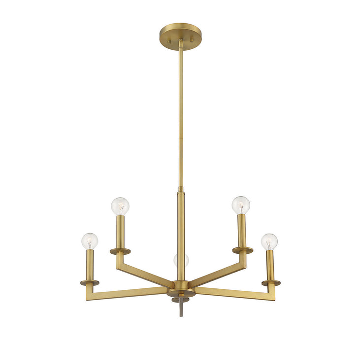 Meridian - M10069NB - Five Light Chandelier - Mchan - Natural Brass