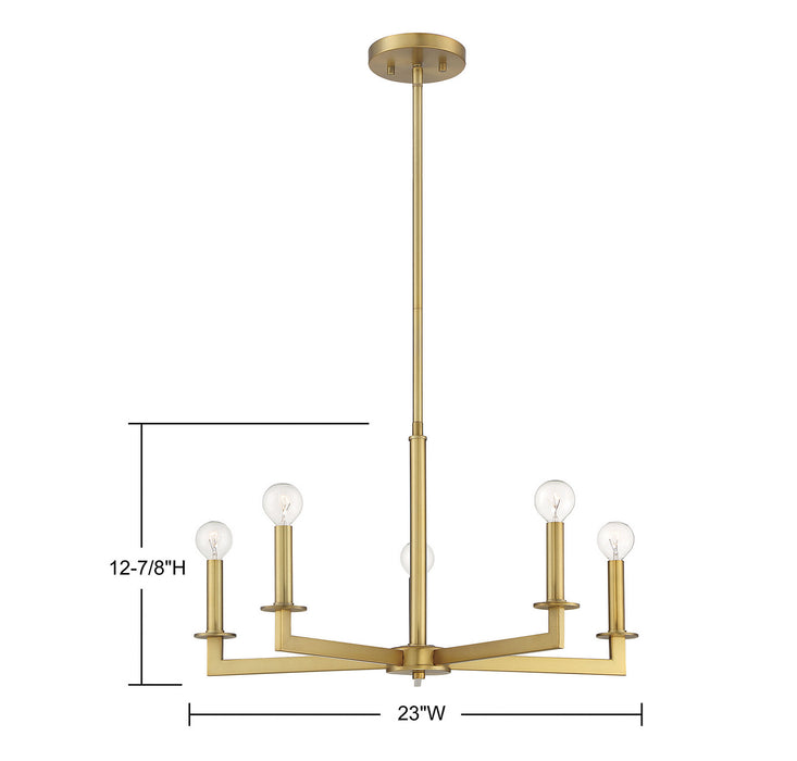 Meridian - M10069NB - Five Light Chandelier - Mchan - Natural Brass