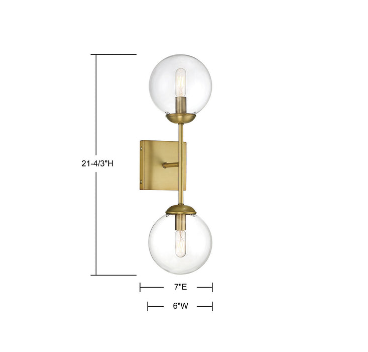 Meridian - M90001NB - Two Light Wall Sconce - Mscon - Natural Brass